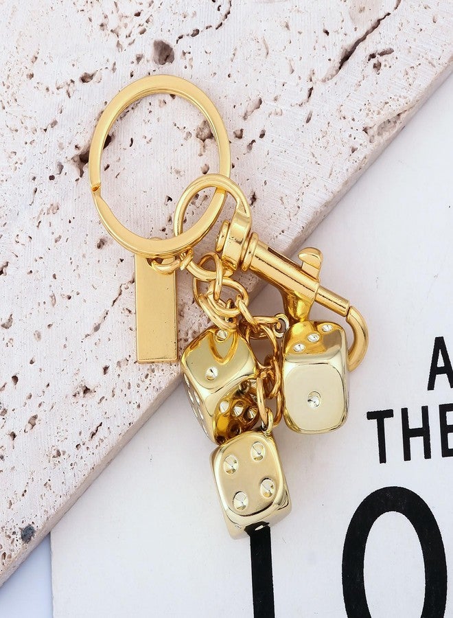 SORGERLY Gold Dice Bag Charm Keychain - Metal Key Chain Purse Handbag Accessories - Lucky Gifts for Women Men (Gold dice) - Image 2